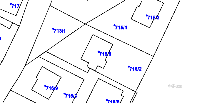 Parcela st. 716/5 v KÚ Proskovice, Katastrální mapa