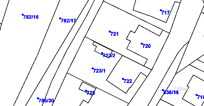 Parcela st. 723/2 v KÚ Proskovice, Katastrální mapa