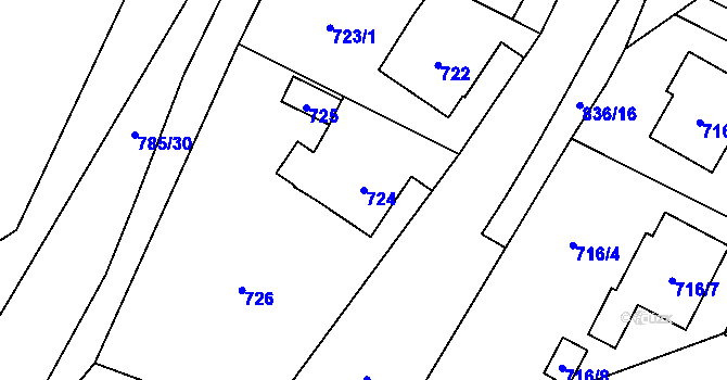 Parcela st. 724 v KÚ Proskovice, Katastrální mapa