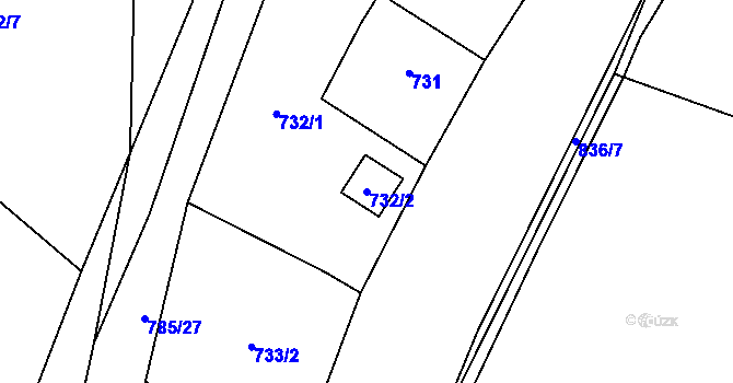 Parcela st. 732/2 v KÚ Proskovice, Katastrální mapa