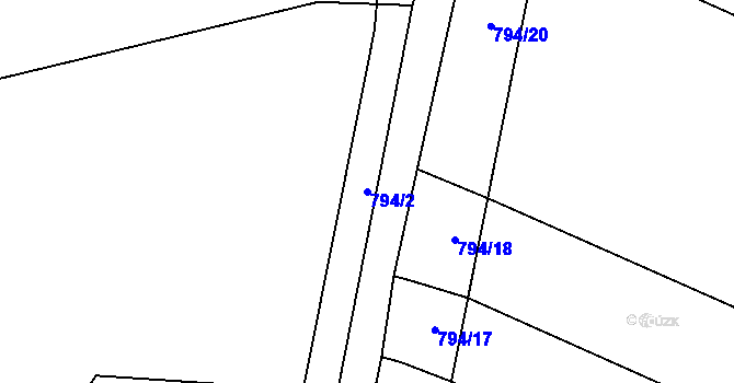 Parcela st. 794/2 v KÚ Proskovice, Katastrální mapa