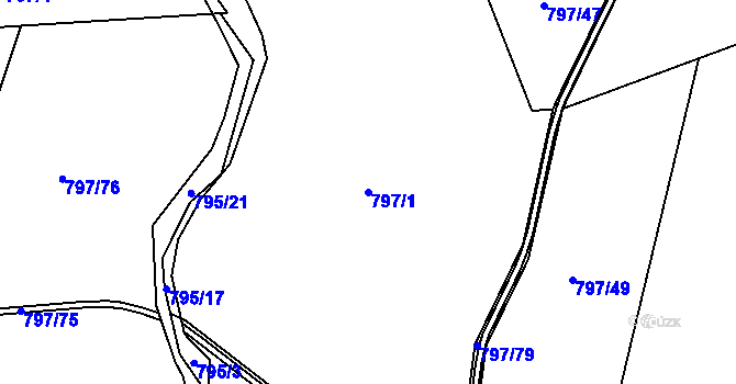 Parcela st. 797/1 v KÚ Proskovice, Katastrální mapa