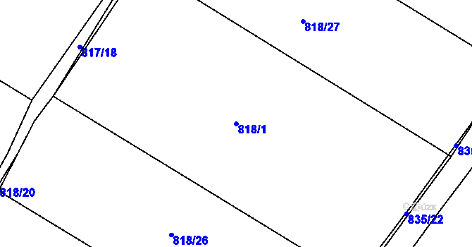 Parcela st. 818/1 v KÚ Proskovice, Katastrální mapa