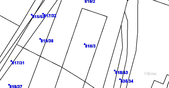 Parcela st. 818/3 v KÚ Proskovice, Katastrální mapa