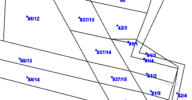 Parcela st. 837/14 v KÚ Proskovice, Katastrální mapa