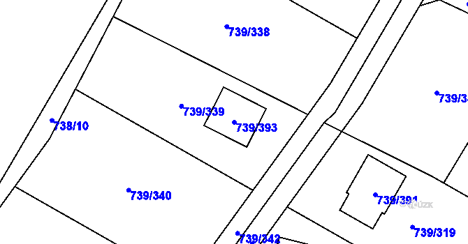 Parcela st. 739/393 v KÚ Proskovice, Katastrální mapa
