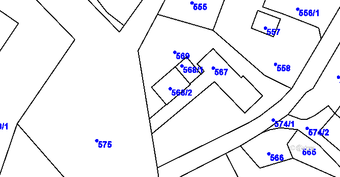 Parcela st. 568/2 v KÚ Proskovice, Katastrální mapa