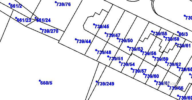 Parcela st. 739/48 v KÚ Proskovice, Katastrální mapa