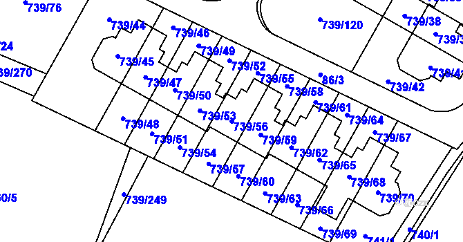 Parcela st. 739/56 v KÚ Proskovice, Katastrální mapa
