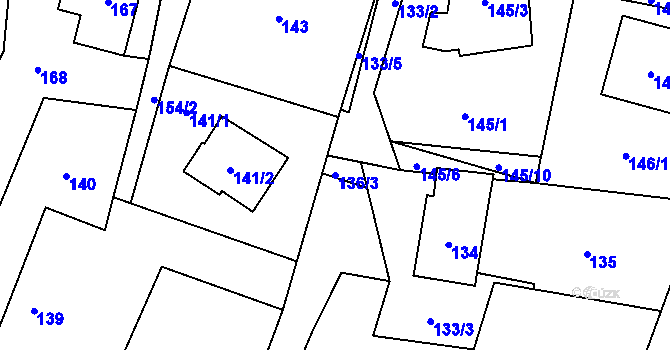 Parcela st. 136/3 v KÚ Proskovice, Katastrální mapa