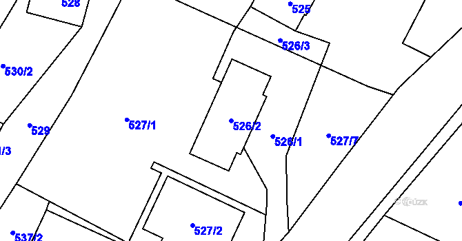 Parcela st. 526/2 v KÚ Proskovice, Katastrální mapa