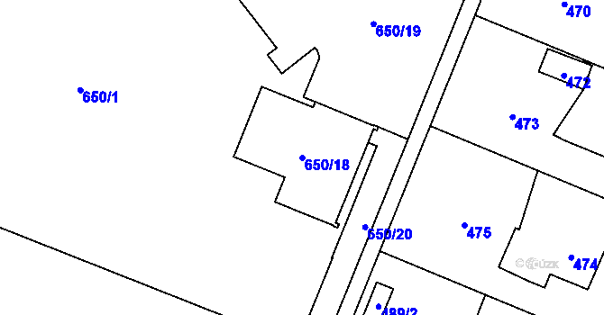Parcela st. 650/18 v KÚ Proskovice, Katastrální mapa