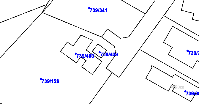 Parcela st. 739/409 v KÚ Proskovice, Katastrální mapa