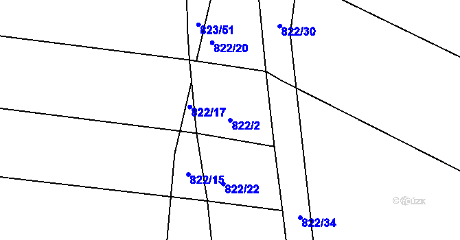 Parcela st. 822/2 v KÚ Proskovice, Katastrální mapa