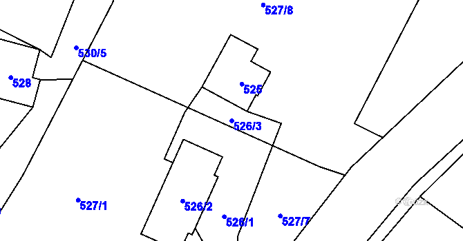 Parcela st. 526/3 v KÚ Proskovice, Katastrální mapa