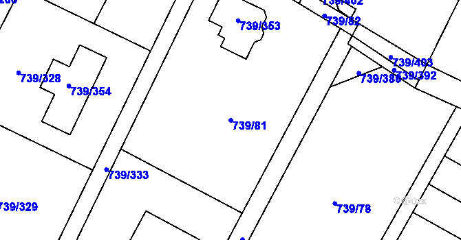 Parcela st. 739/81 v KÚ Proskovice, Katastrální mapa