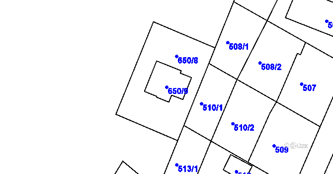 Parcela st. 650/9 v KÚ Proskovice, Katastrální mapa