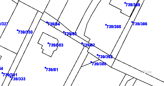 Parcela st. 739/82 v KÚ Proskovice, Katastrální mapa