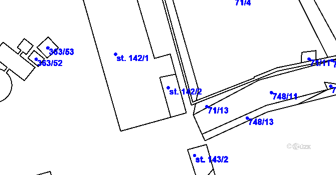Parcela st. 142/2 v KÚ Prosmyky, Katastrální mapa