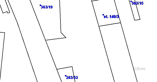 Parcela st. 148/1 v KÚ Prosmyky, Katastrální mapa
