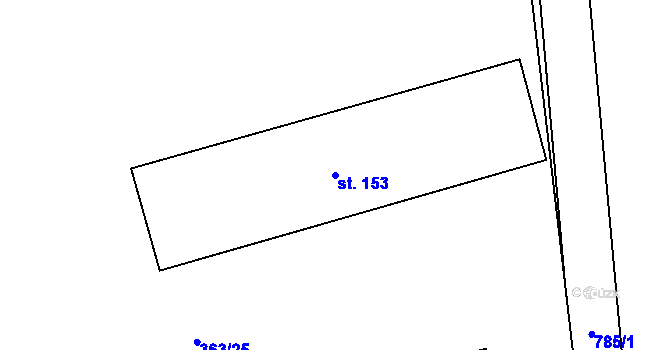 Parcela st. 153 v KÚ Prosmyky, Katastrální mapa