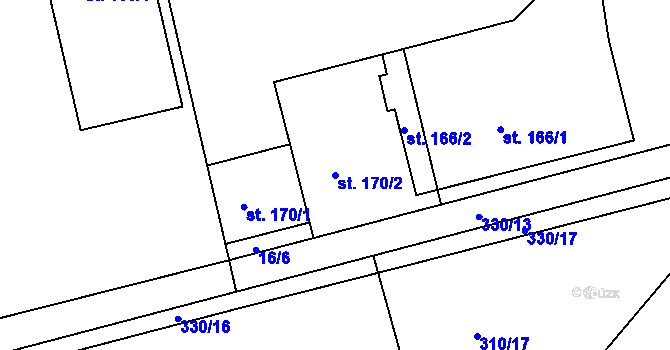 Parcela st. 170/2 v KÚ Prosmyky, Katastrální mapa