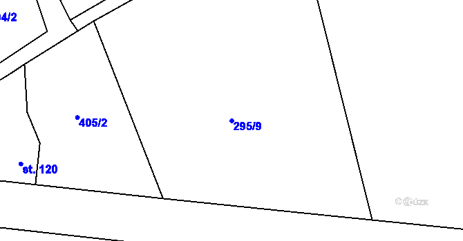 Parcela st. 295/9 v KÚ Prosmyky, Katastrální mapa