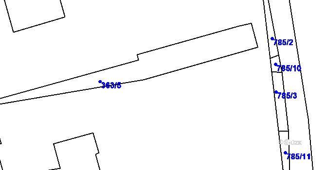 Parcela st. 363/12 v KÚ Prosmyky, Katastrální mapa