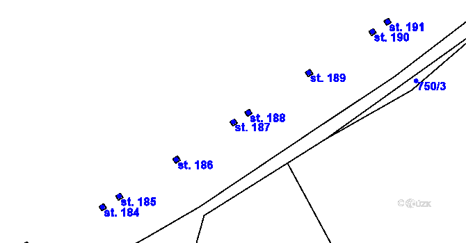 Parcela st. 187 v KÚ Prosmyky, Katastrální mapa
