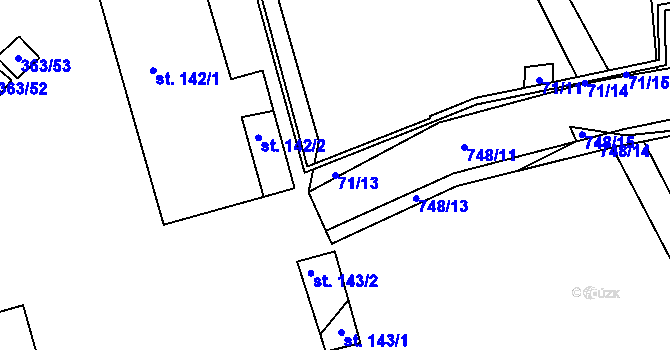 Parcela st. 71/13 v KÚ Prosmyky, Katastrální mapa