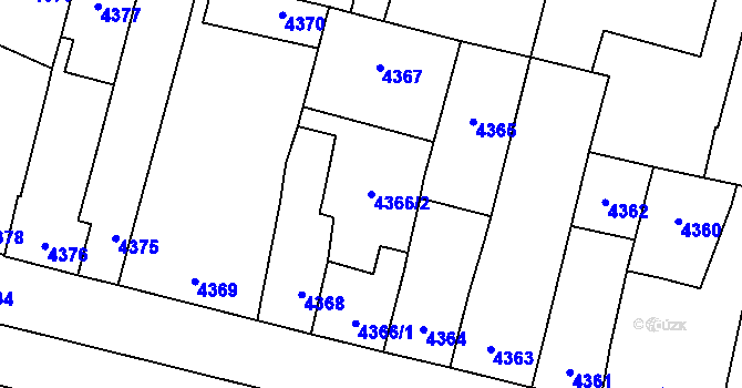 Parcela st. 4366/2 v KÚ Prostějov, Katastrální mapa