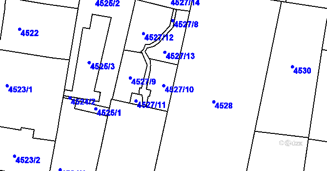 Parcela st. 4527/10 v KÚ Prostějov, Katastrální mapa