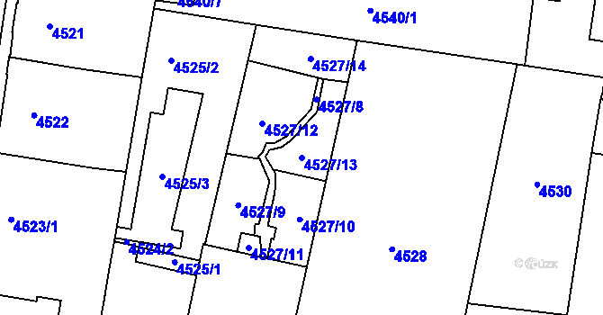 Parcela st. 4527/13 v KÚ Prostějov, Katastrální mapa
