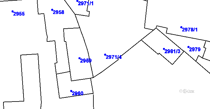 Parcela st. 2971/4 v KÚ Prostějov, Katastrální mapa
