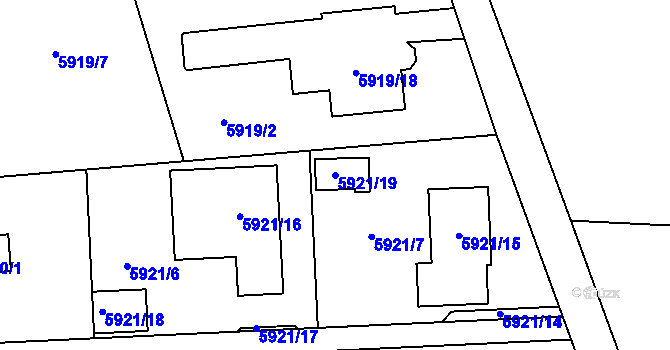 Parcela st. 5921/19 v KÚ Prostějov, Katastrální mapa