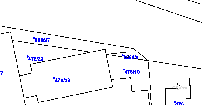 Parcela st. 8086/11 v KÚ Prostějov, Katastrální mapa