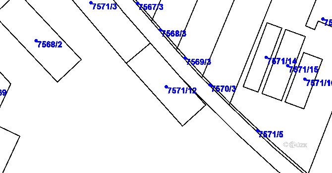 Parcela st. 7571/12 v KÚ Prostějov, Katastrální mapa