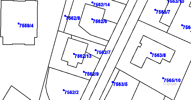 Parcela st. 7562/7 v KÚ Prostějov, Katastrální mapa