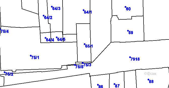 Parcela st. 65/1 v KÚ Prostějov, Katastrální mapa