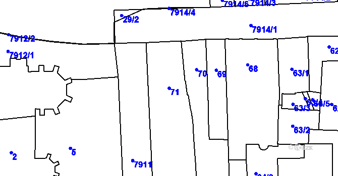 Parcela st. 71 v KÚ Prostějov, Katastrální mapa