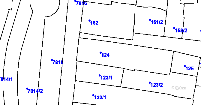 Parcela st. 124 v KÚ Prostějov, Katastrální mapa