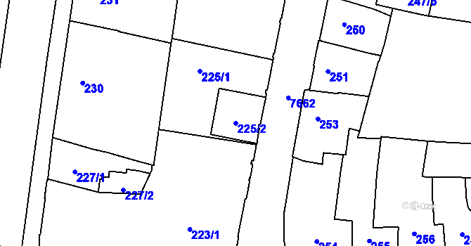 Parcela st. 225/2 v KÚ Prostějov, Katastrální mapa