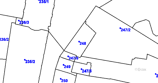 Parcela st. 248 v KÚ Prostějov, Katastrální mapa