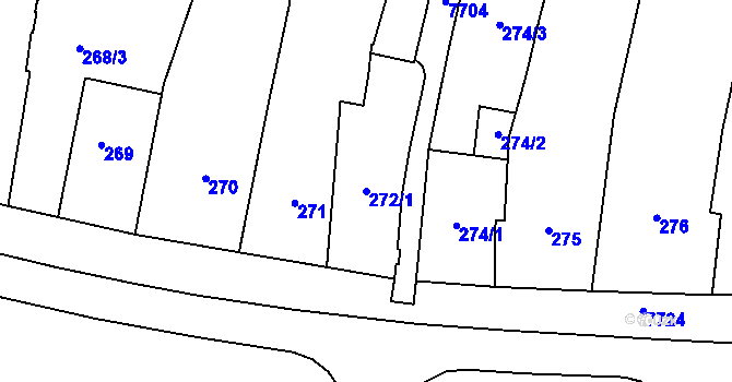 Parcela st. 272/1 v KÚ Prostějov, Katastrální mapa