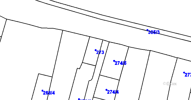 Parcela st. 273 v KÚ Prostějov, Katastrální mapa
