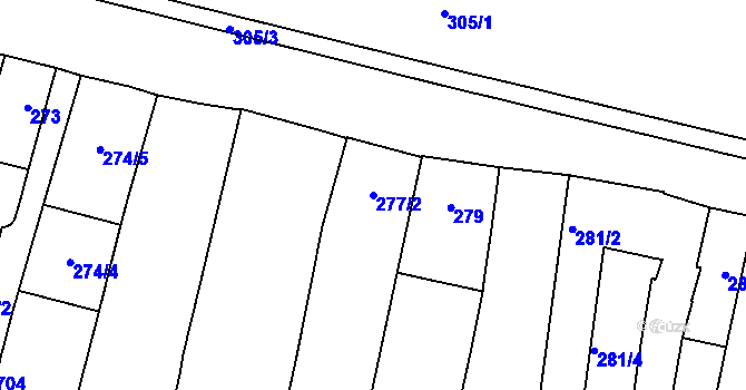Parcela st. 277/2 v KÚ Prostějov, Katastrální mapa
