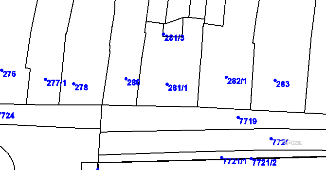 Parcela st. 281 v KÚ Prostějov, Katastrální mapa