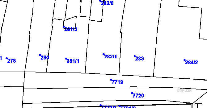 Parcela st. 282/1 v KÚ Prostějov, Katastrální mapa
