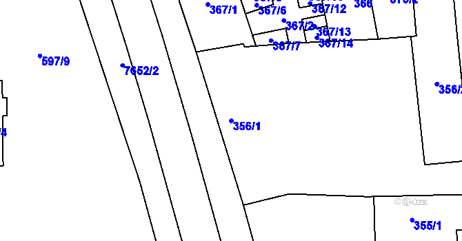 Parcela st. 356/1 v KÚ Prostějov, Katastrální mapa