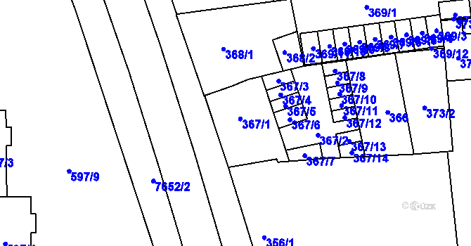 Parcela st. 367 v KÚ Prostějov, Katastrální mapa